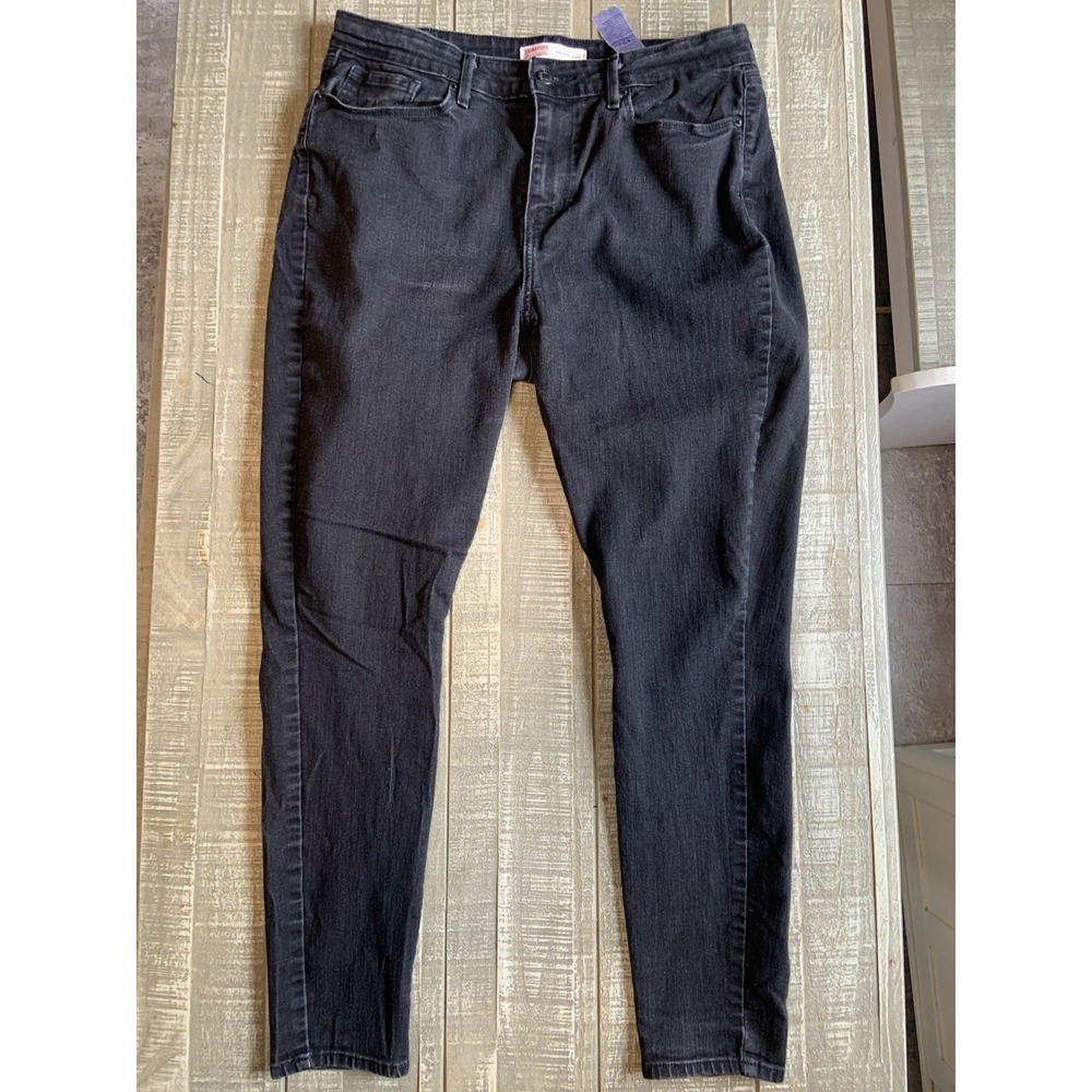Levi's High Rise Skinny Jeans Women's Size 16‎ M 33x30 Black Levi Button Clean